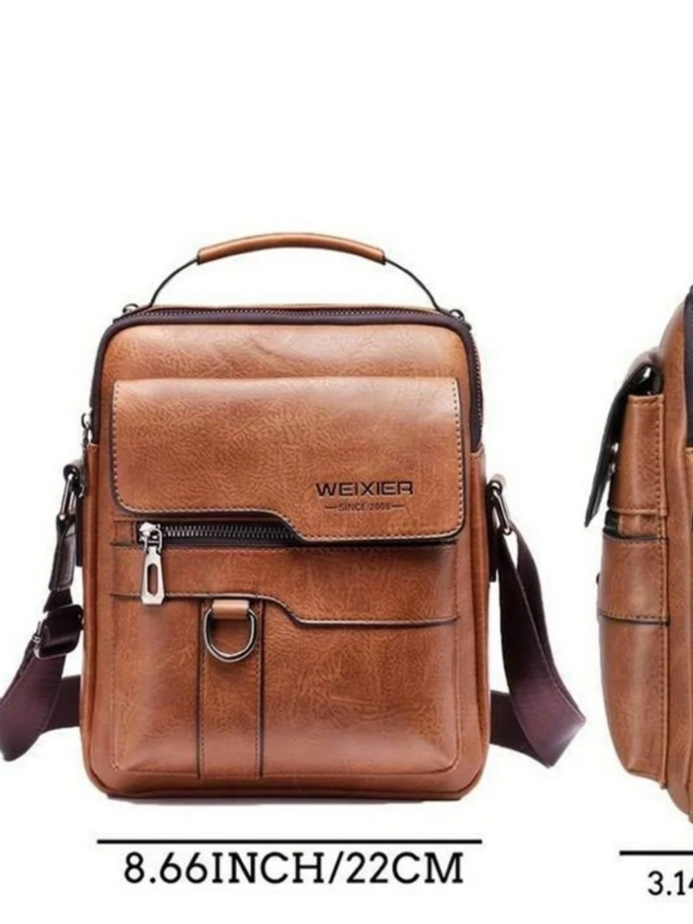 Weixier Leather Crossbody Messenger Bag Unisex Brown - Picture 11 of 11